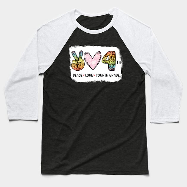 Victory Hand Hearts Peace Love 4th Grade Back To School Day Baseball T-Shirt by DainaMotteut